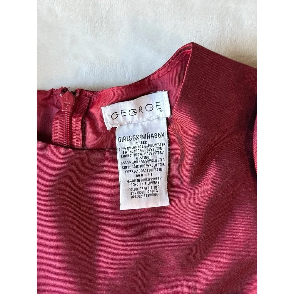 George Cherry Red Formal Girls Sz 6X Party Tie Princess Christmas Formal Dress